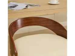 Juego de 2 taburetes de bar giratorios en PU con respaldo bajo - Beige y madera oscura