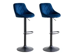 Juego de 2 taburetes de bar de terciopelo azul ROBIN