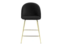 Juego de 2 taburetes de bar - Terciopelo y metal dorado - Negro - MELBOURNE