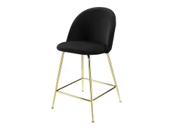 Juego de 2 taburetes de bar - Terciopelo y metal dorado - Negro - MELBOURNE
