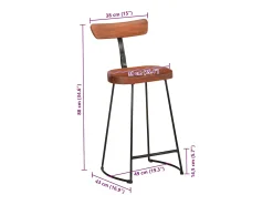 Juego de 2 taburetes de bar 49x43x88 cm madera maciza de mango