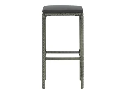 Juego de 6 taburetes de bar con cojines de resina de mimbre gris