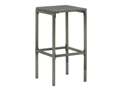 Juego de 6 taburetes de bar con cojines de resina de mimbre gris