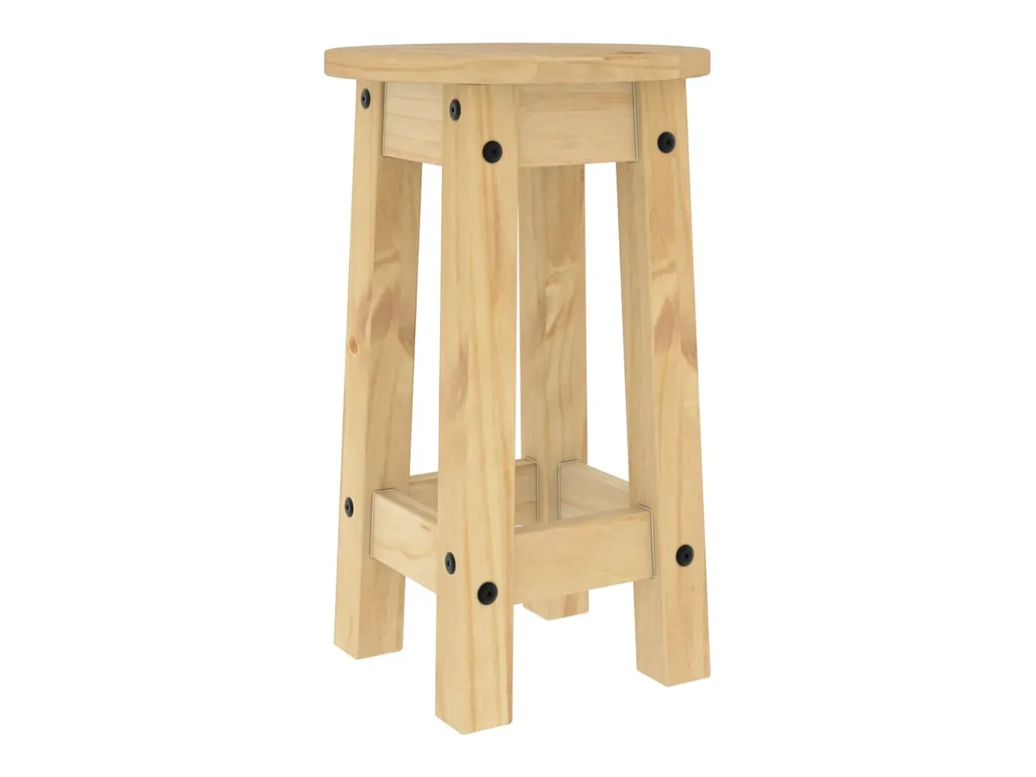 Juego de 2 taburetes de bar de madera maciza de pino