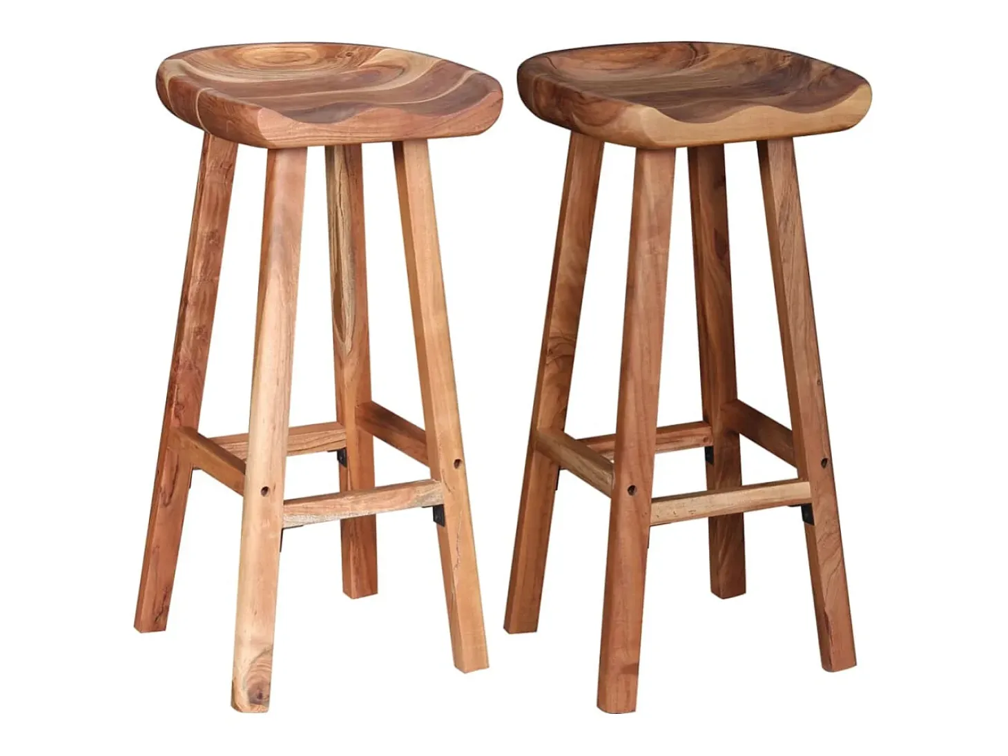 Juego de 2 taburetes de bar de madera maciza de acacia