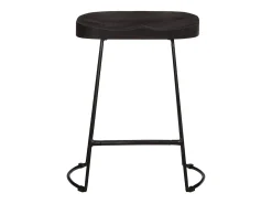 Juego de 2 taburetes de bar negros 46x38x52 cm madera maciza de mango