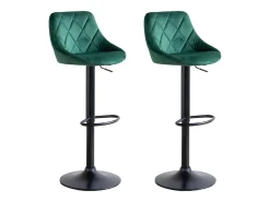Juego de 2 taburetes de bar de terciopelo verde ROBIN