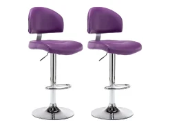 Juego de 2 taburetes de bar de piel sintética color morado