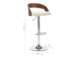 Juego de 2 taburetes de bar de piel sintética color crema y madera curvada