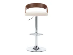 Juego de 2 taburetes de bar de piel sintética color crema y madera curvada