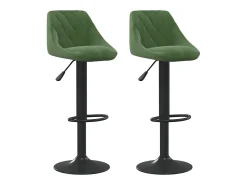 Juego de 2 taburetes de bar de terciopelo verde oscuro