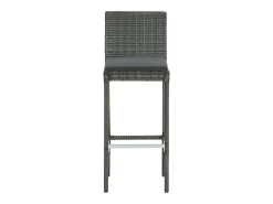 Juego de 6 taburetes de bar con cojines de resina de mimbre gris