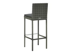 Juego de 6 taburetes de bar con cojines de resina de mimbre gris