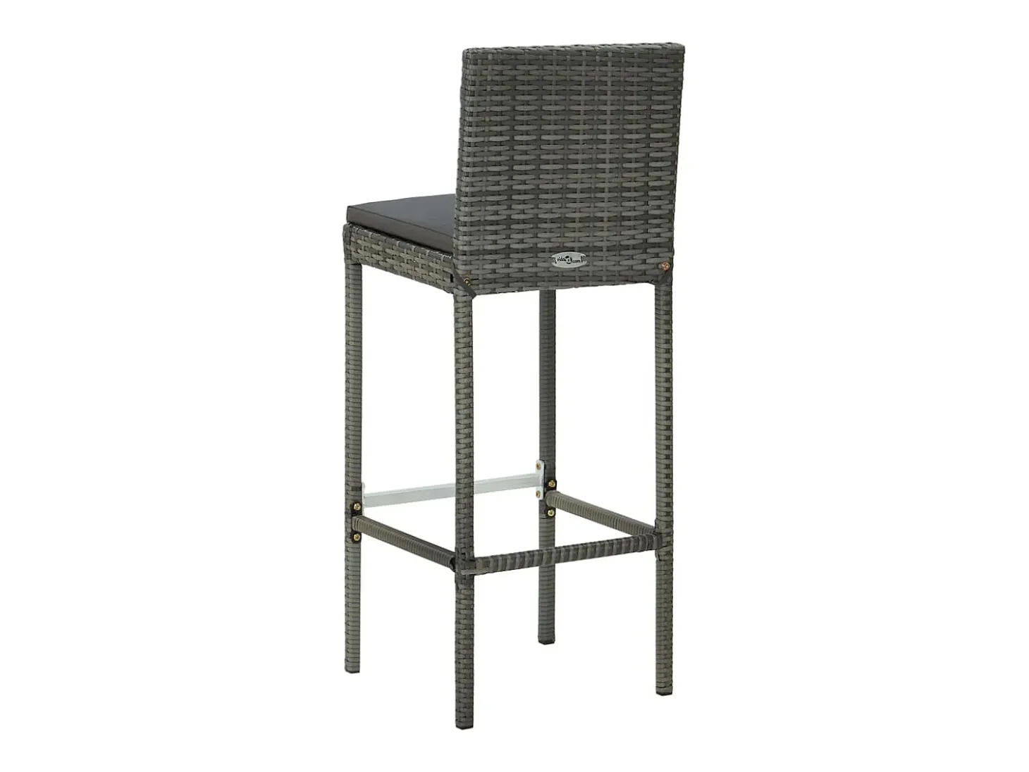Juego de 6 taburetes de bar con cojines de resina de mimbre gris
