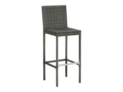 Juego de 6 taburetes de bar con cojines de resina de mimbre gris