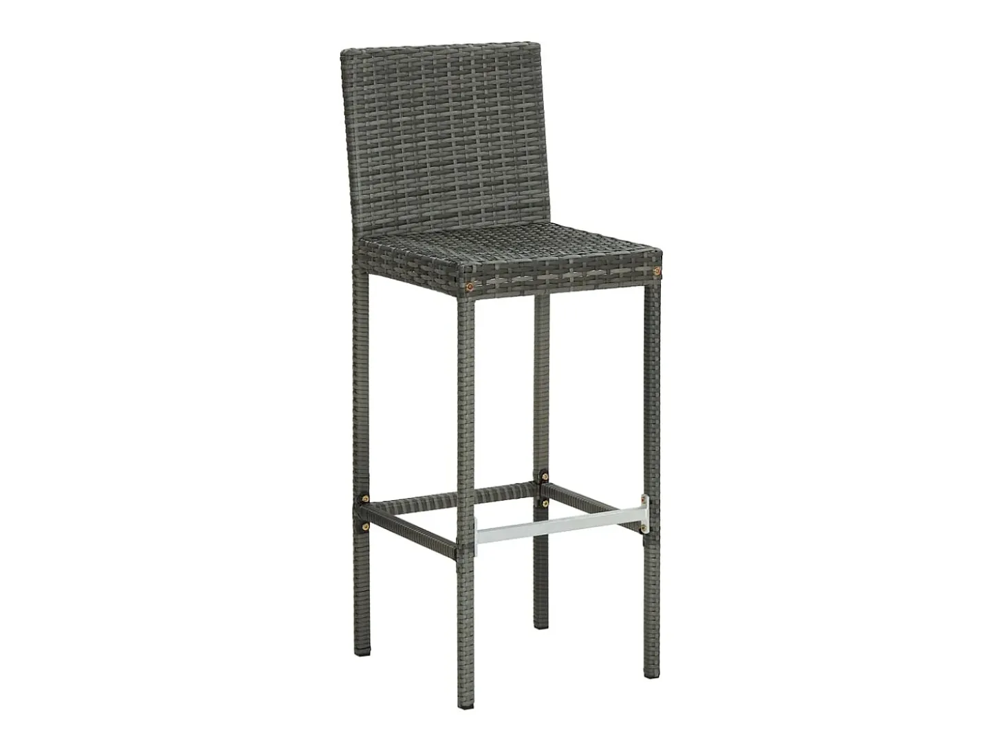 Juego de 6 taburetes de bar con cojines de resina de mimbre gris