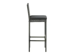 Juego de 6 taburetes de bar con cojines de resina de mimbre gris