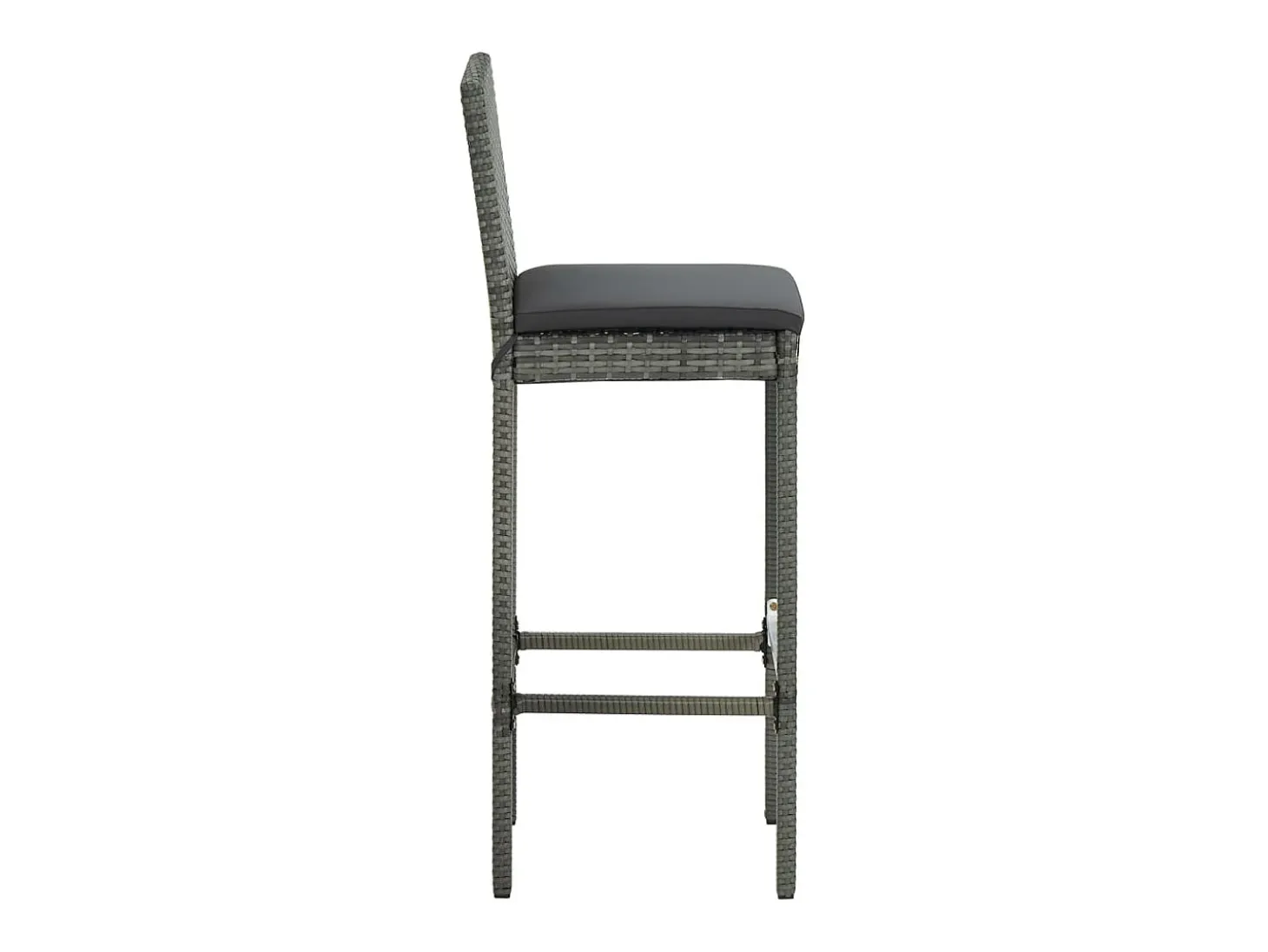 Juego de 6 taburetes de bar con cojines de resina de mimbre gris