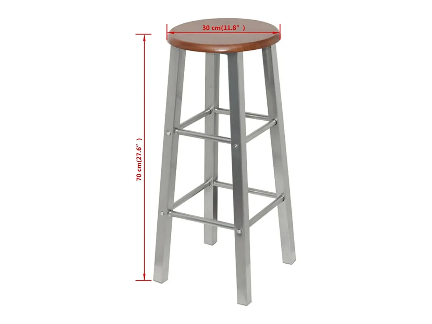 Juego de 2 taburetes de bar de metal con asiento de MDF