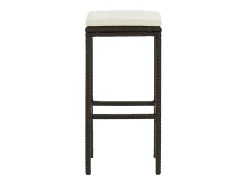 Juego de 4 taburetes de bar con cojines de resina de mimbre marrón