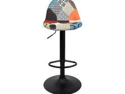 Juego de 2 taburetes de bar de diseño, asiento acolchado de tela patchwork multicolor, giratorio, altura ajustable SIG (patchwork)