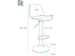 Juego de 2 taburetes de bar de diseño, asiento acolchado de tela patchwork multicolor, giratorio, altura ajustable SIG (patchwork)