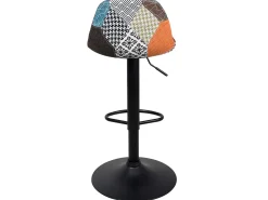 Juego de 2 taburetes de bar de diseño, asiento acolchado de tela patchwork multicolor, giratorio, altura ajustable SIG (patchwork)