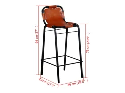 Juego de 2 taburetes de bar de cuero genuino