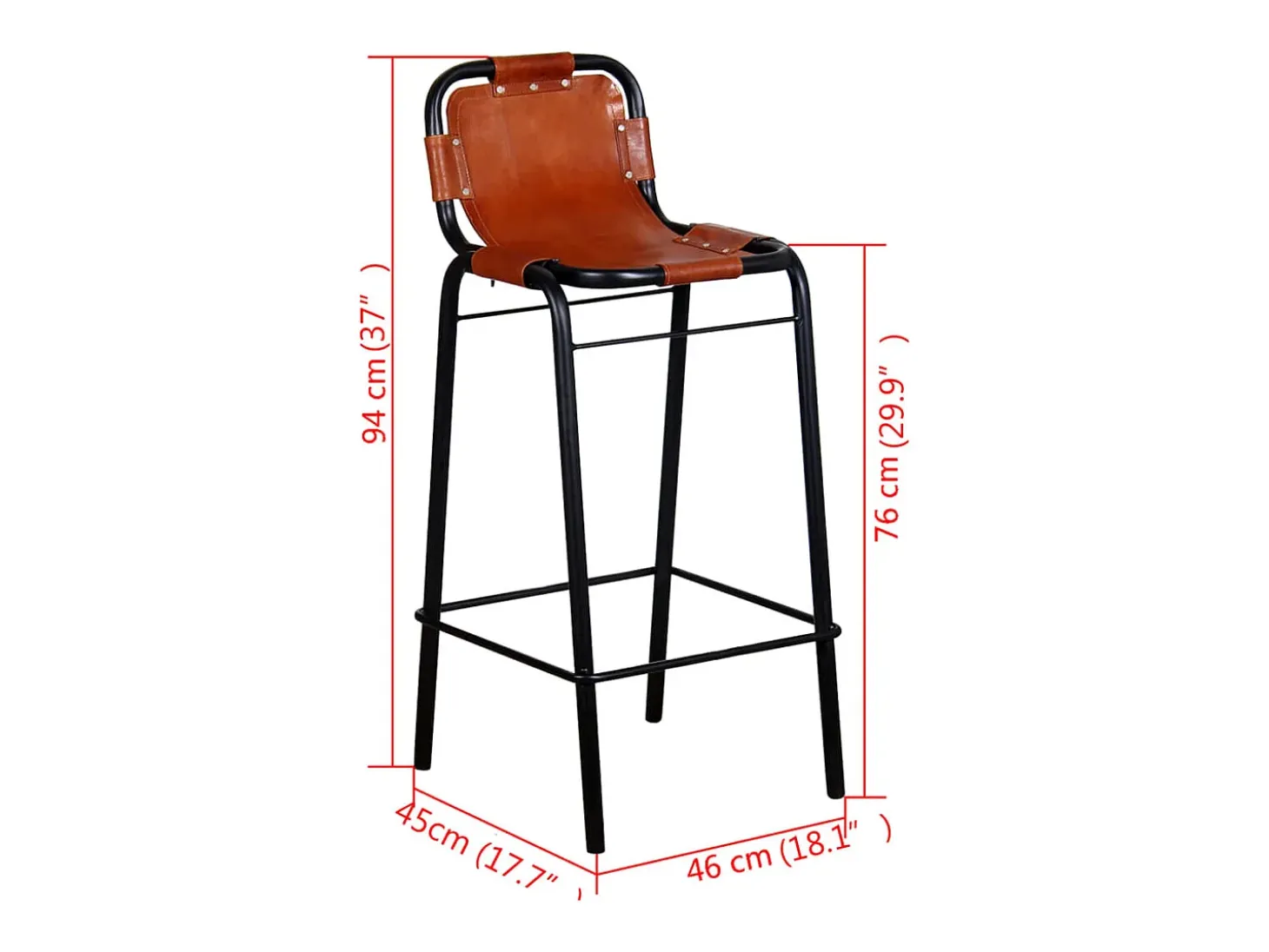 Juego de 2 taburetes de bar de cuero genuino