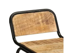 Juego de 4 taburetes de bar de madera maciza de mango en bruto