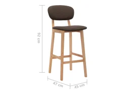Juego de 2 taburetes de bar de tela marrón