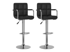 Juego de 2 taburetes de bar de piel sintética negra