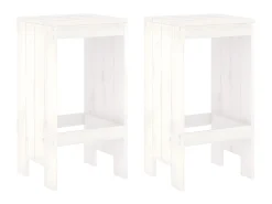 Juego de 2 Taburetes de cocina madera maciza pino blanco 40x36x75 cm ES38673