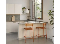 Juego de 2 taburetes de madera con asiento acolchado 41x48 h94 cm