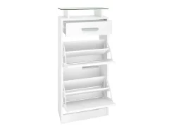 Juego de Armario Loret V2 Mini, Carcasa en Blanco mate / Frente en Crema alto brillo