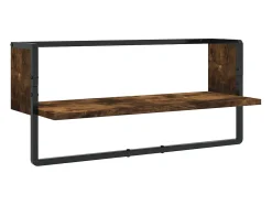 Juego de estantería de pared con barras 4 piezas roble ahumado
