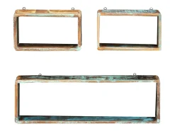 Juego de estantes cubo de pared 3 pzas madera maciza reciclada ES666301