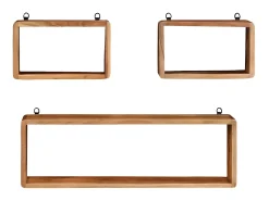 Juego de estantes cubo de pared 3 pzas madera maciza de acacia ES90689