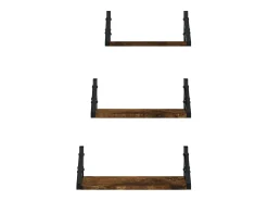 Juego de estantes de pared de 3 piezas de madera de ingeniería de roble ahumado