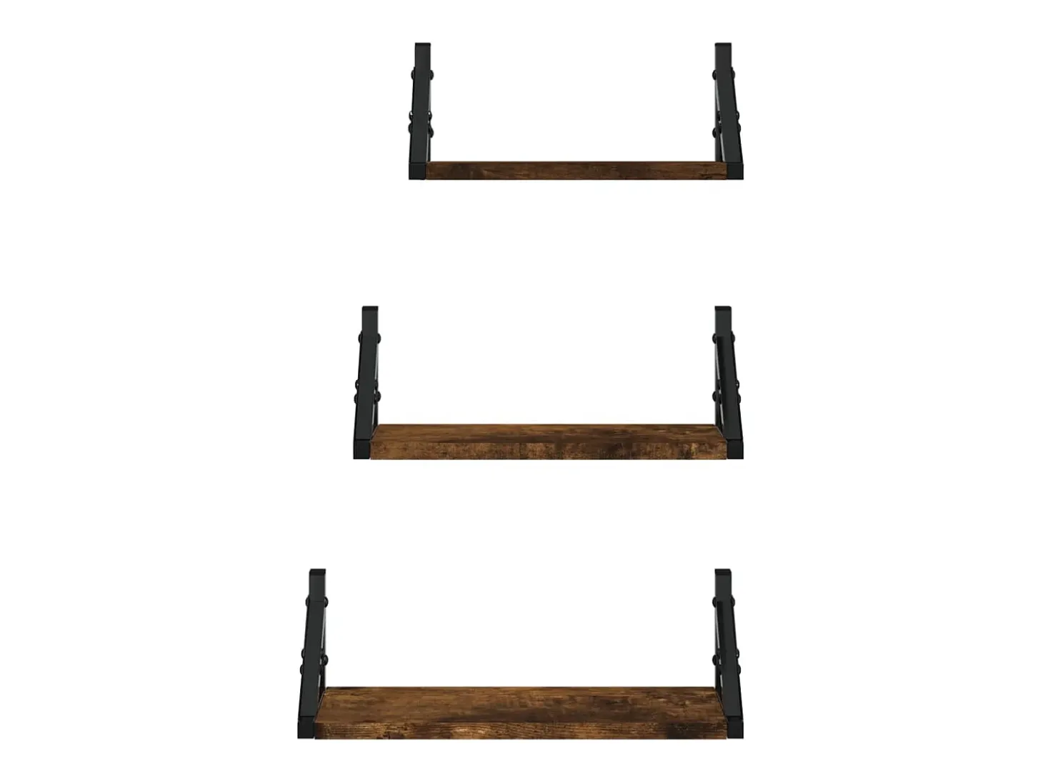 Juego de estantes de pared de 3 piezas de madera de ingeniería de roble ahumado