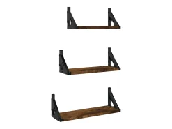 Juego de estantes de pared de 3 piezas de madera de ingeniería de roble ahumado