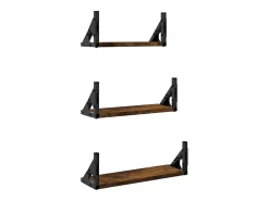 Juego de estantes de pared de 3 piezas de madera de ingeniería de roble ahumado