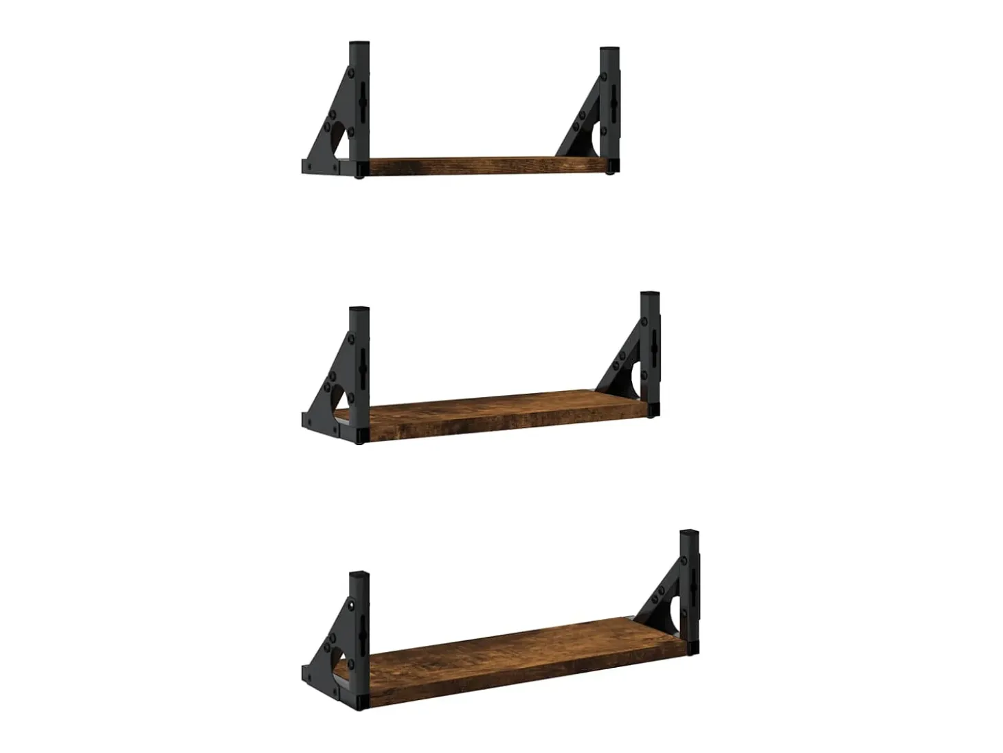 Juego de estantes de pared de 3 piezas de madera de ingeniería de roble ahumado