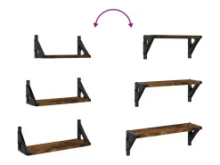 Juego de estantes de pared de 3 piezas de madera de ingeniería de roble ahumado