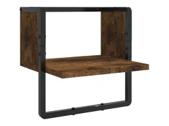 Juego de estantes de pared de 6 piezas con barras, roble ahumado