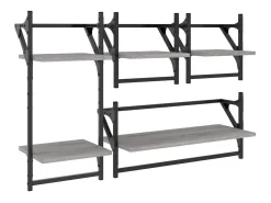 Juego de estantes de pared de 4 piezas con barras, gris Sonoma