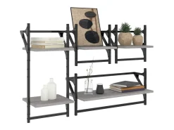 Juego de estantes de pared de 4 piezas con barras, gris Sonoma