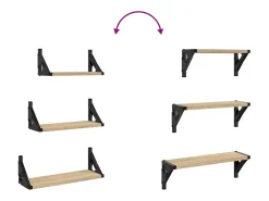 Juego de estantes de pared de 3 piezas de madera de ingeniería de roble Sonoma