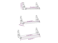 Juego de estantes de pared de 3 piezas de madera de ingeniería de roble Sonoma