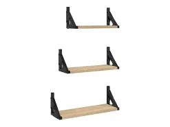 Juego de estantes de pared de 3 piezas de madera de ingeniería de roble Sonoma